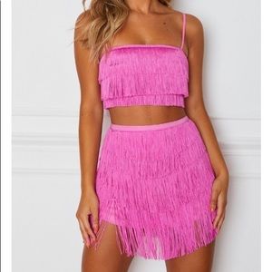 White Fox Boutique Fringe Pink Set